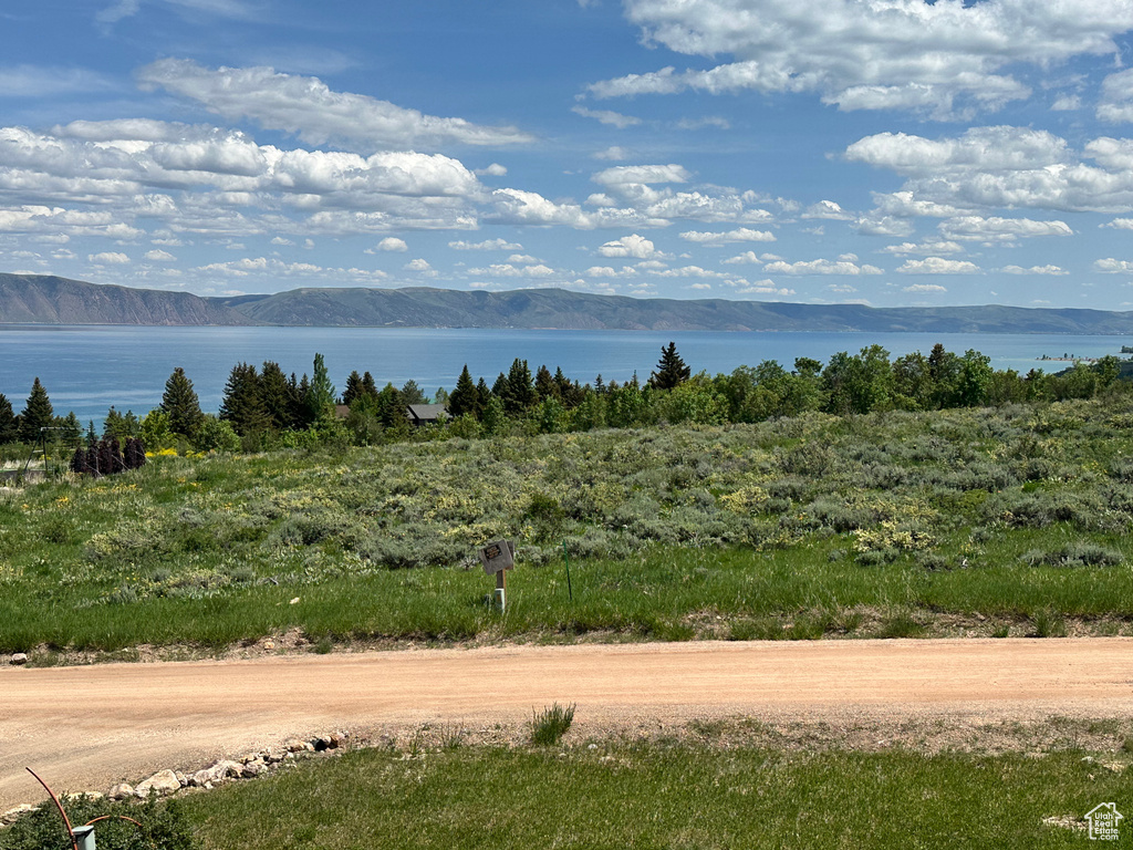 Water view featuring mountains