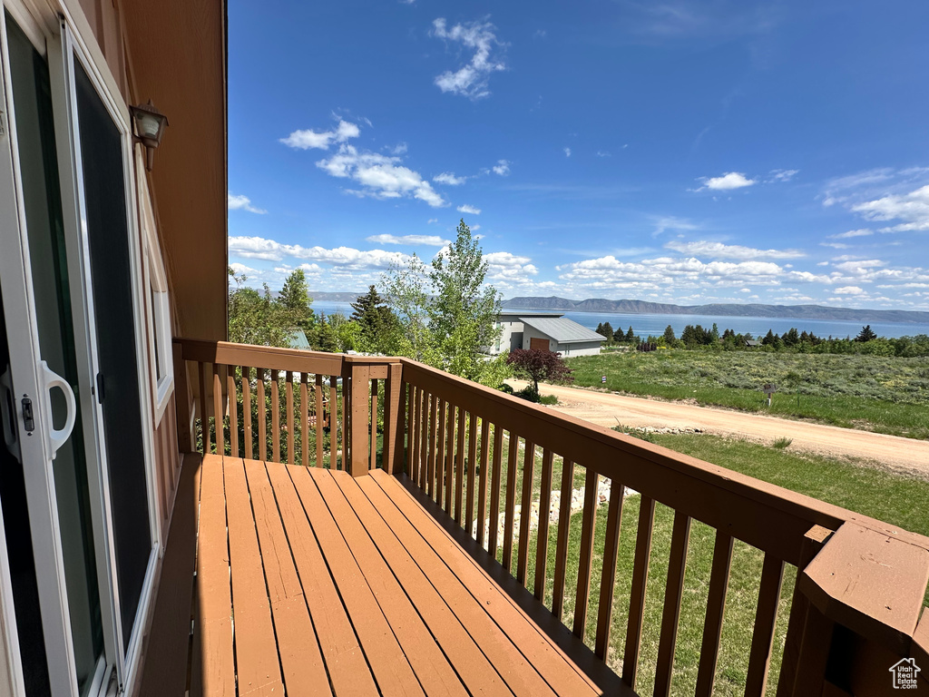 Deck featuring a water view