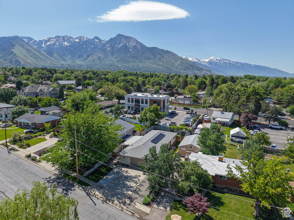 Drone / aerial view of a mountain backdrop
