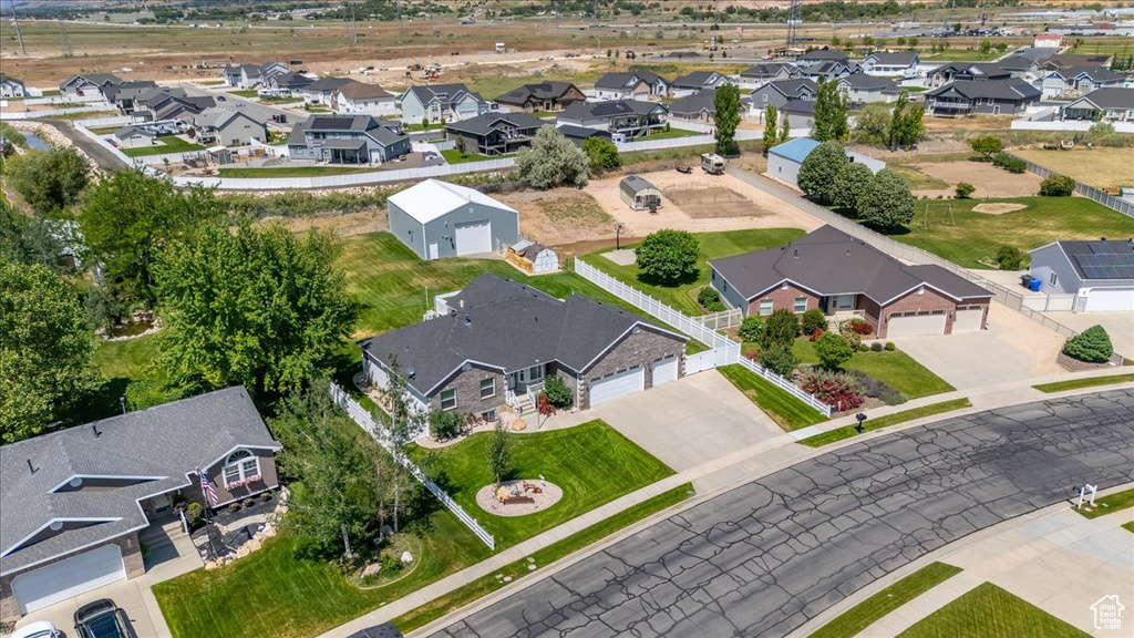 Aerial perspective of suburban area