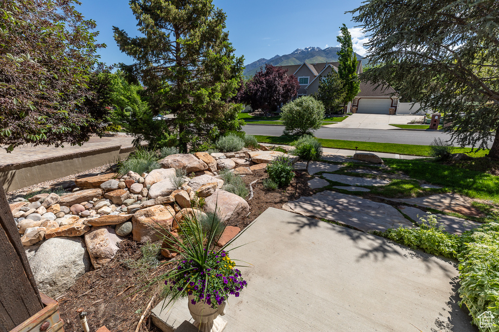 View of yard featuring a mountain view