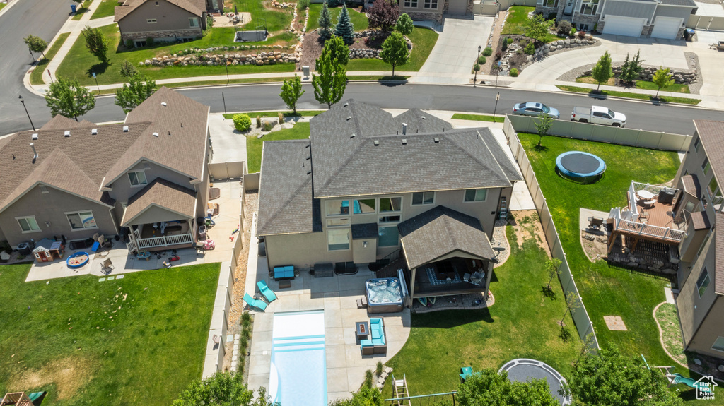 Aerial perspective of suburban area