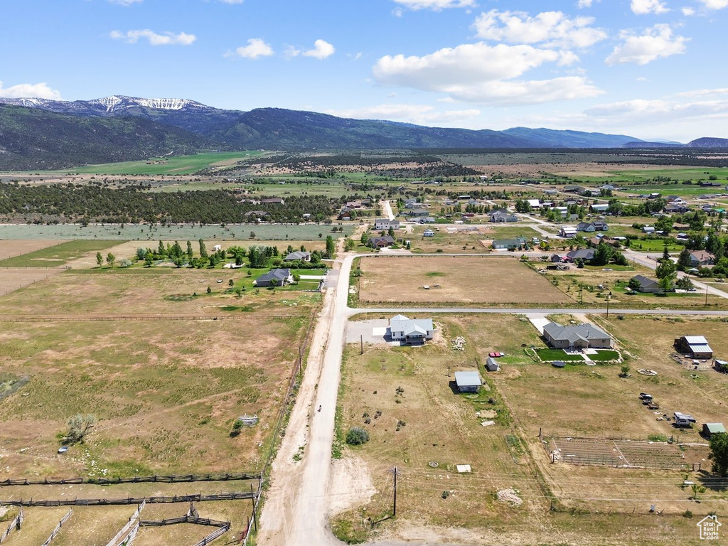 Aerial view of sparsely populated area featuring mountains