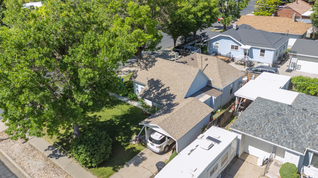 Aerial perspective of suburban area
