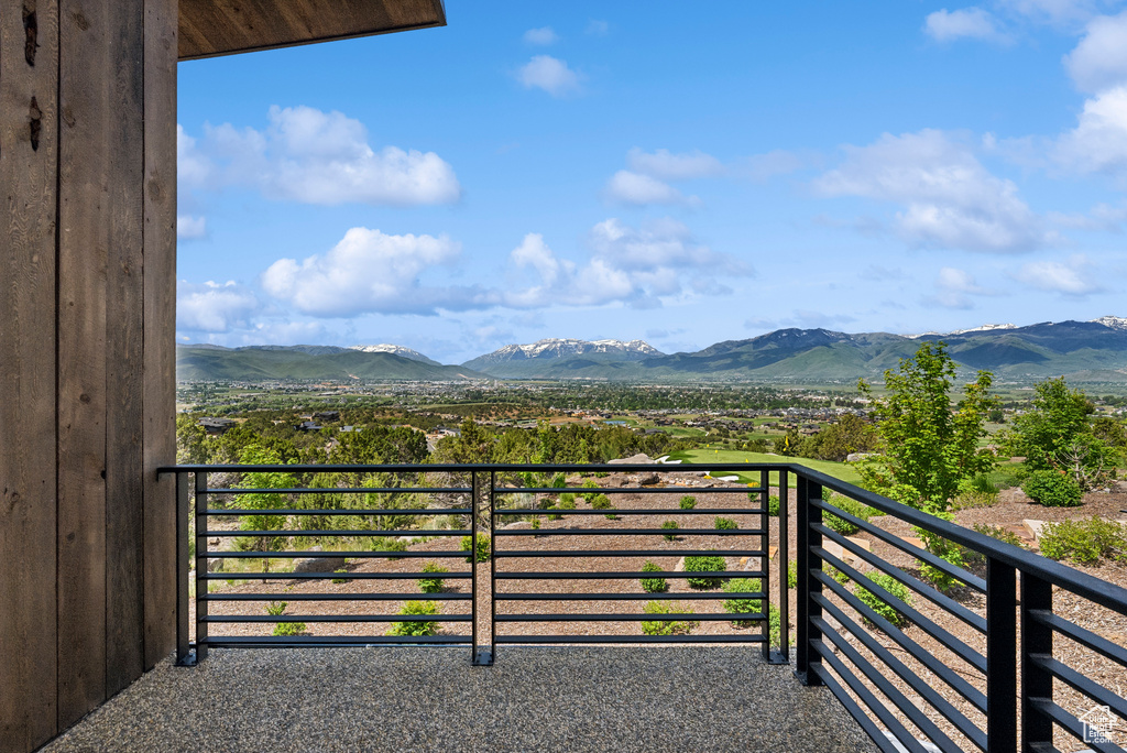 Balcony with a mountain view