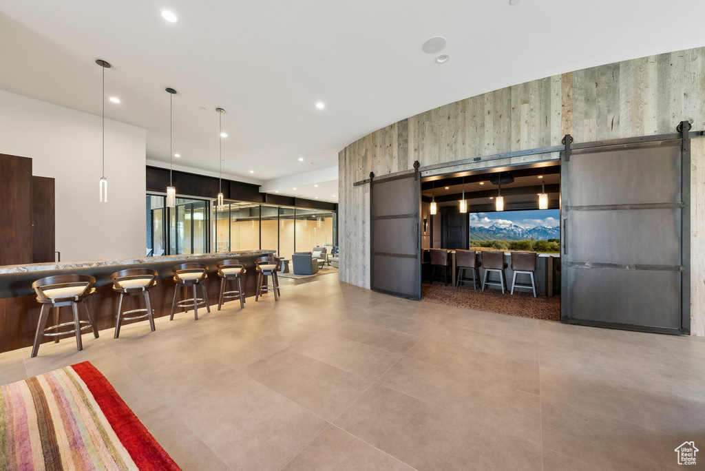 Building lobby with recessed lighting