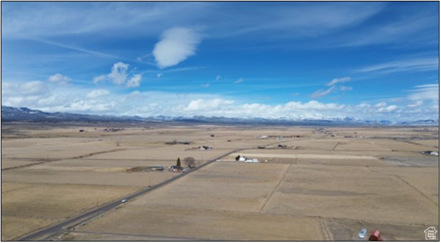Aerial view of sparsely populated area featuring a desert landscape