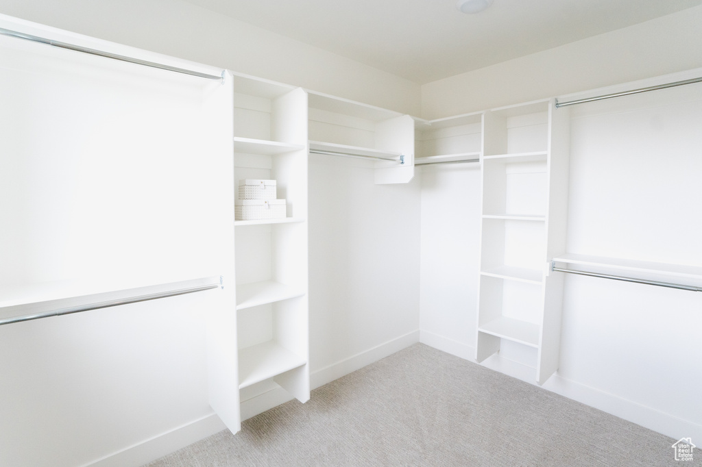 Spacious closet with carpet flooring