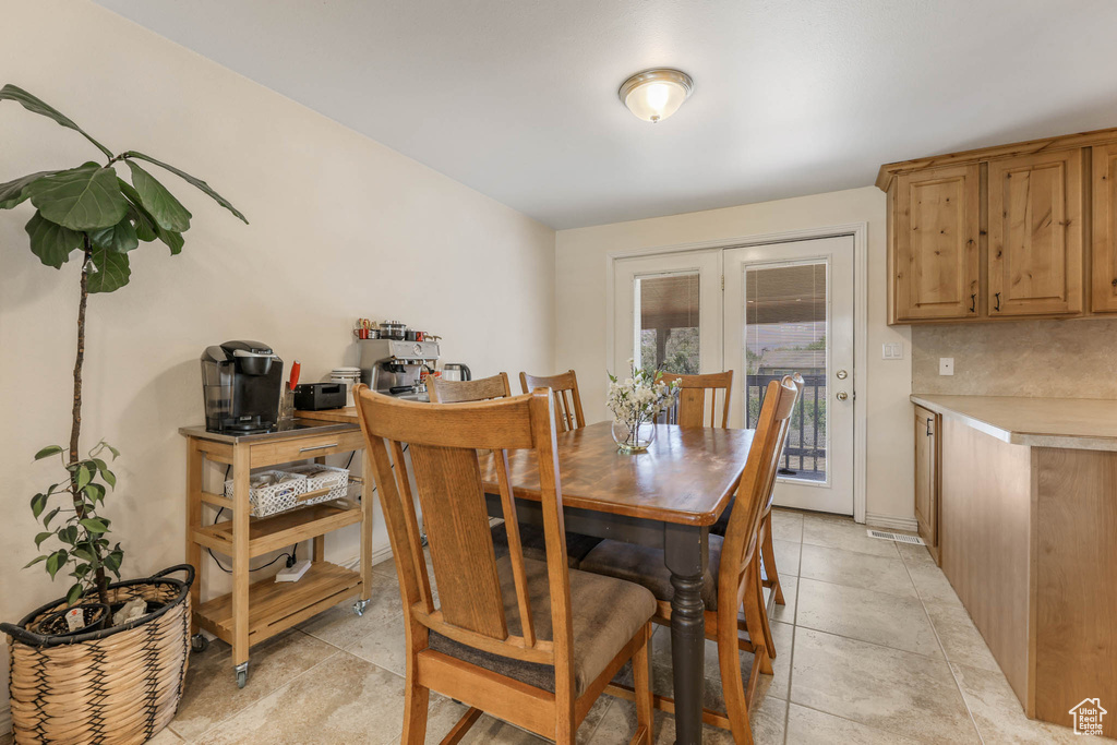 Dining room featuring french doors