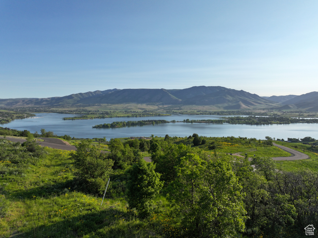 View of mountain background with a nearby body of water
