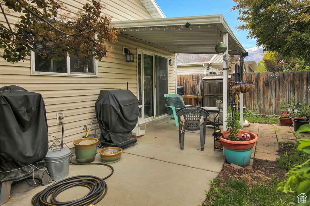 View of patio with grilling area