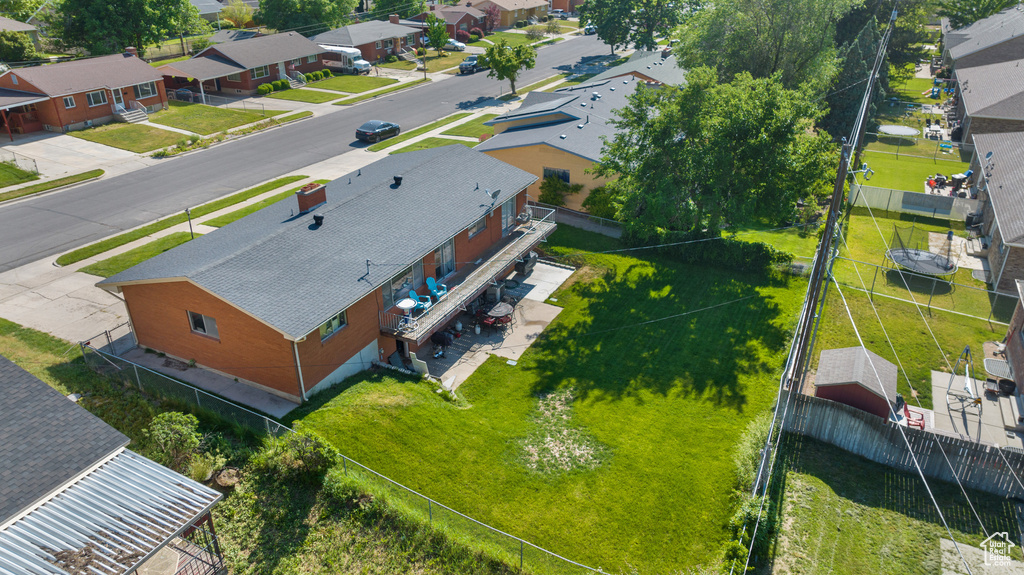 Aerial perspective of suburban area