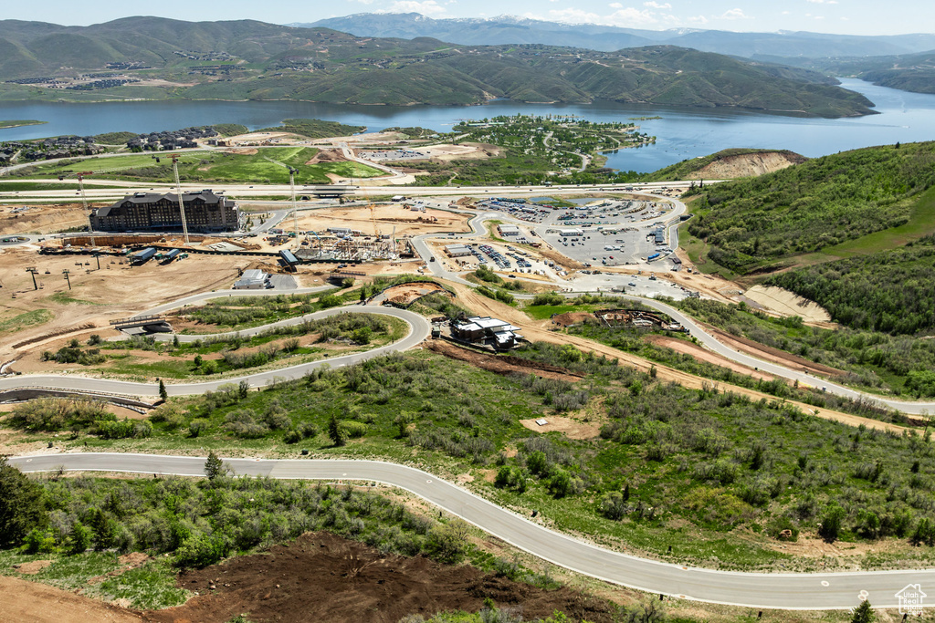 Drone / aerial view of a water and mountain view