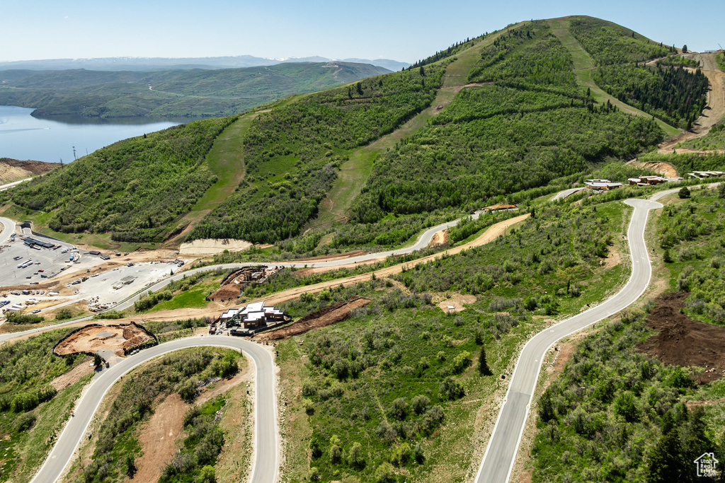 Aerial view of a water and mountain view