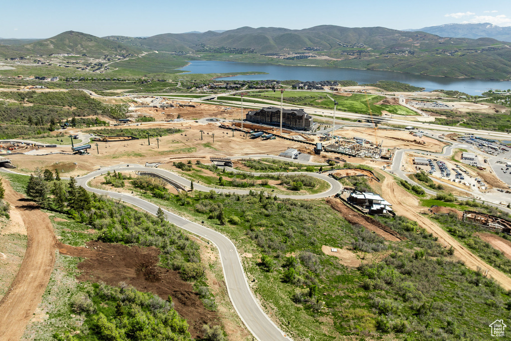 Drone / aerial view of a water and mountain view