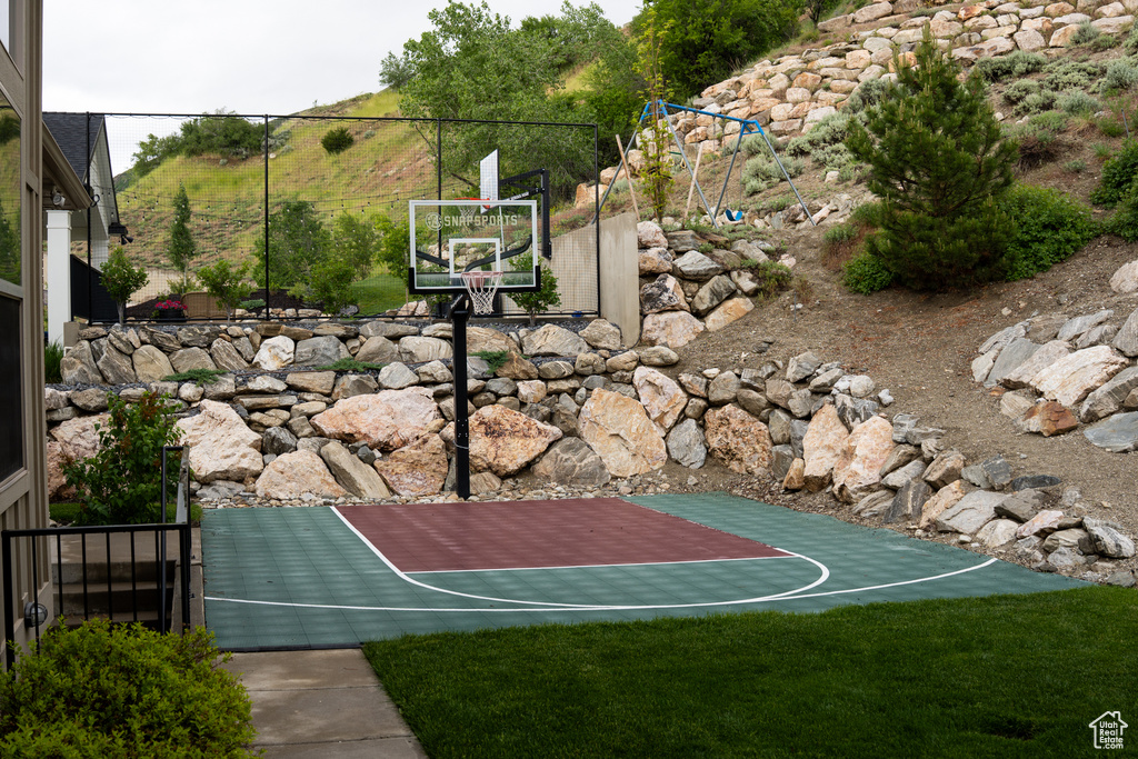 View of basketball court with basketball court