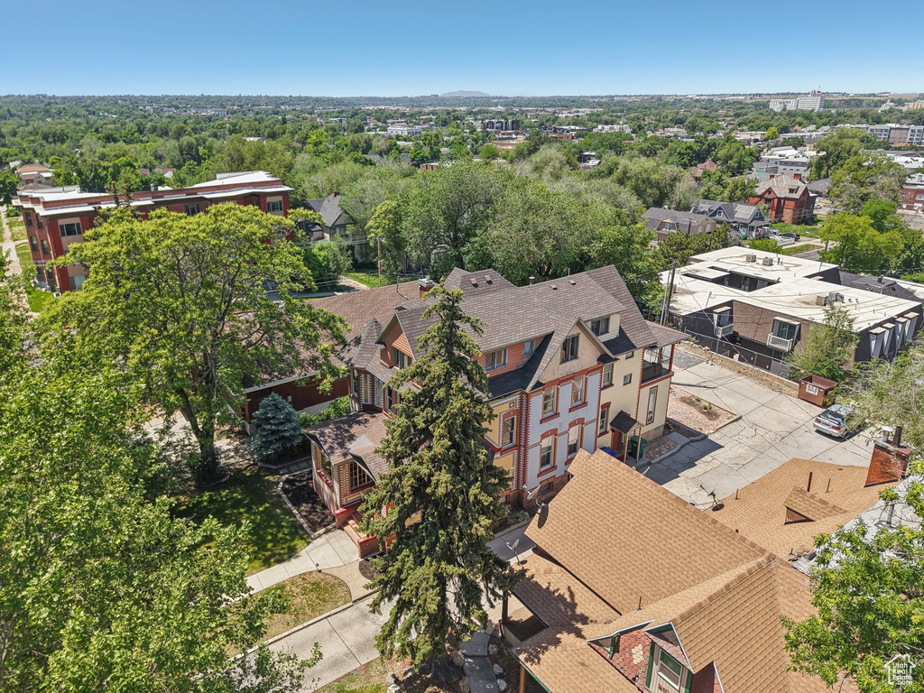 Aerial perspective of suburban area