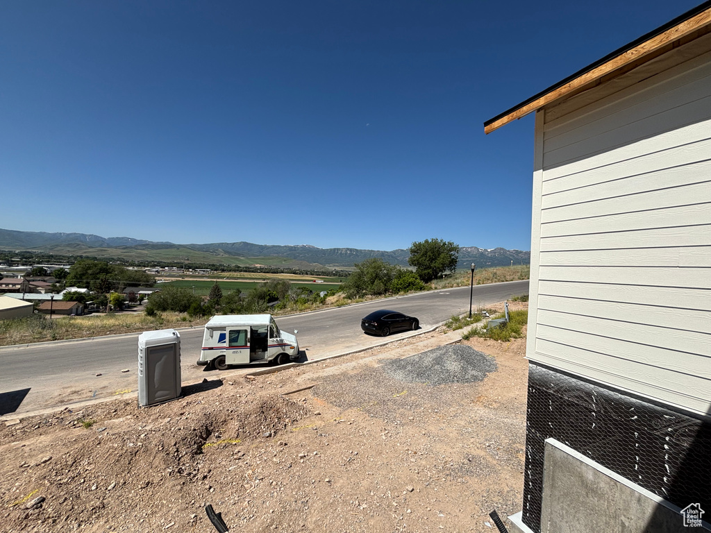 View of yard with a mountain view