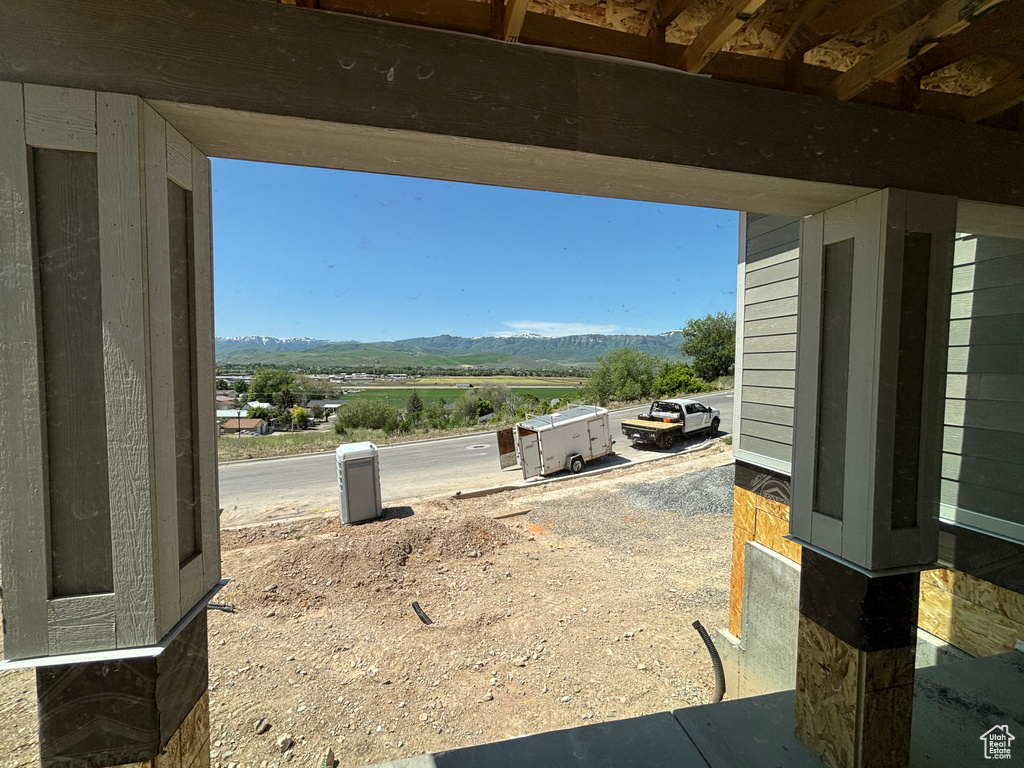 View of yard with a mountain view