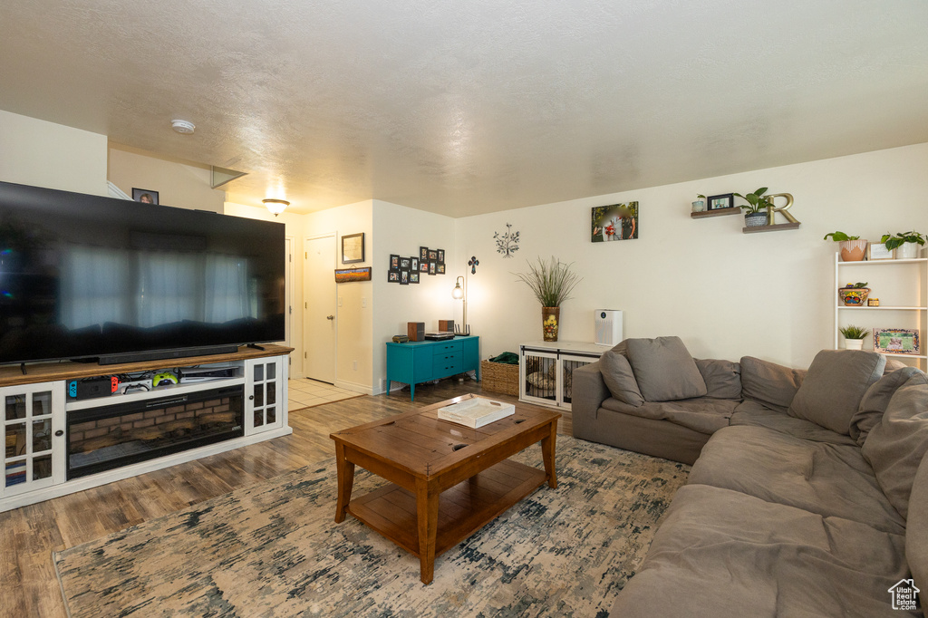 Living area featuring wood finished floors