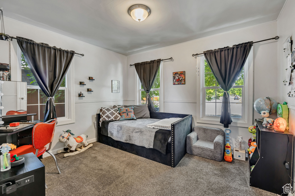 Bedroom featuring carpet flooring