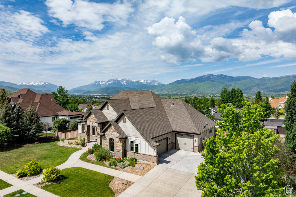 View of mountain backdrop with nearby suburban area