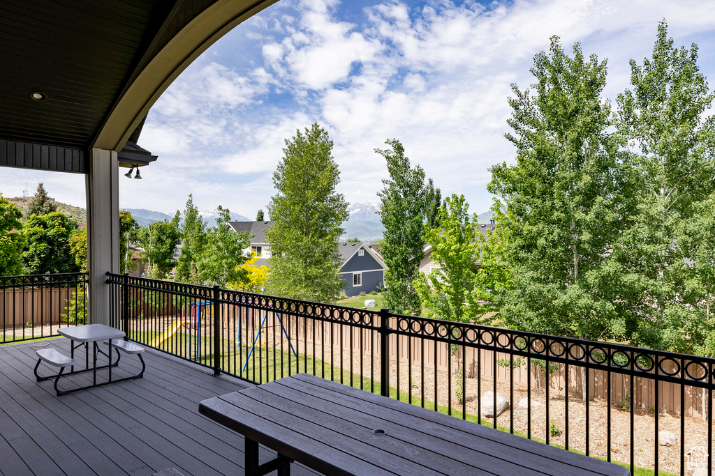 View of wooden deck