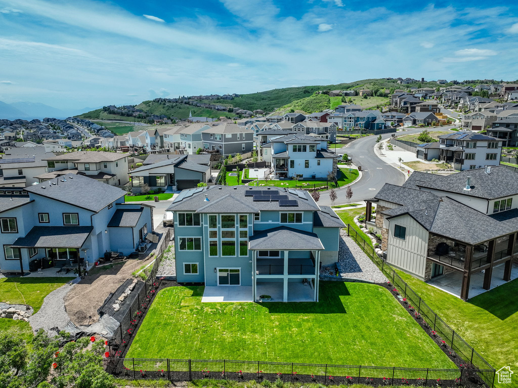 Aerial perspective of suburban area