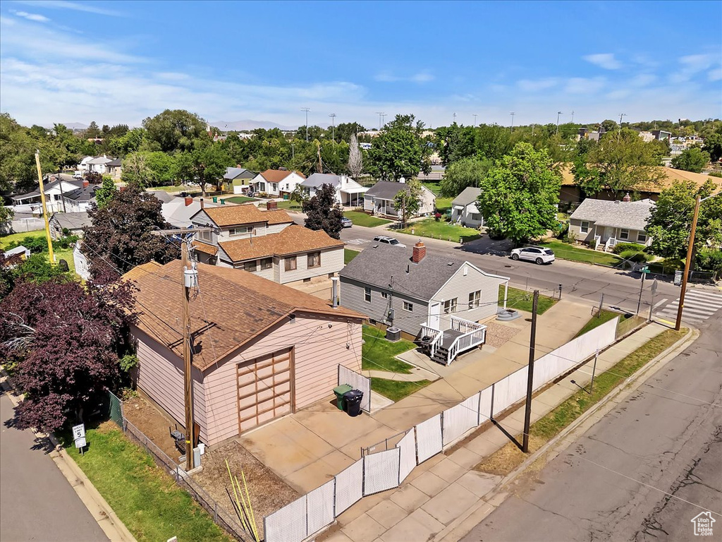 Aerial perspective of suburban area