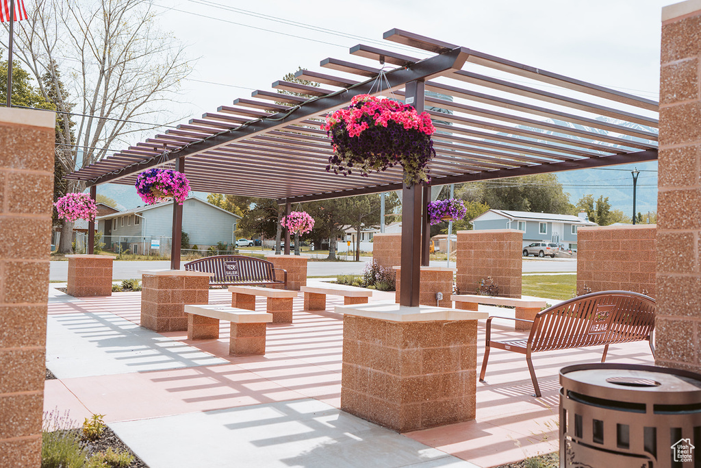 View of patio featuring a pergola