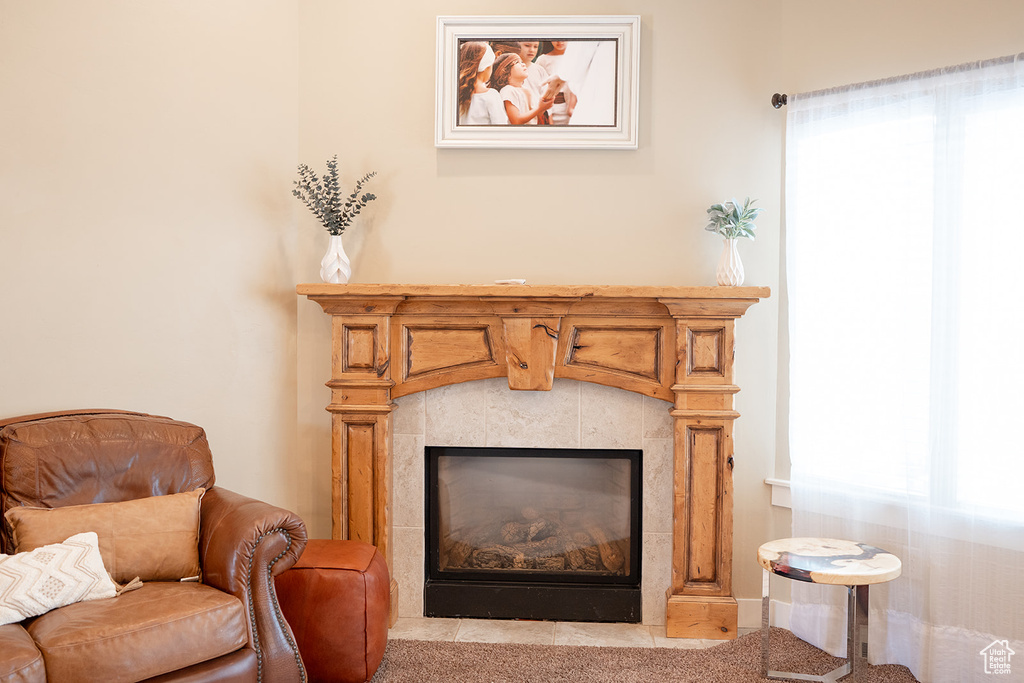 Detailed view of a fireplace
