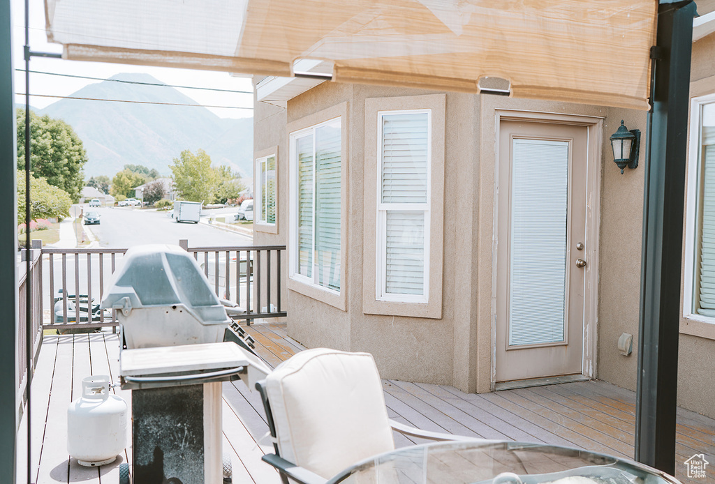 Balcony with a mountain view