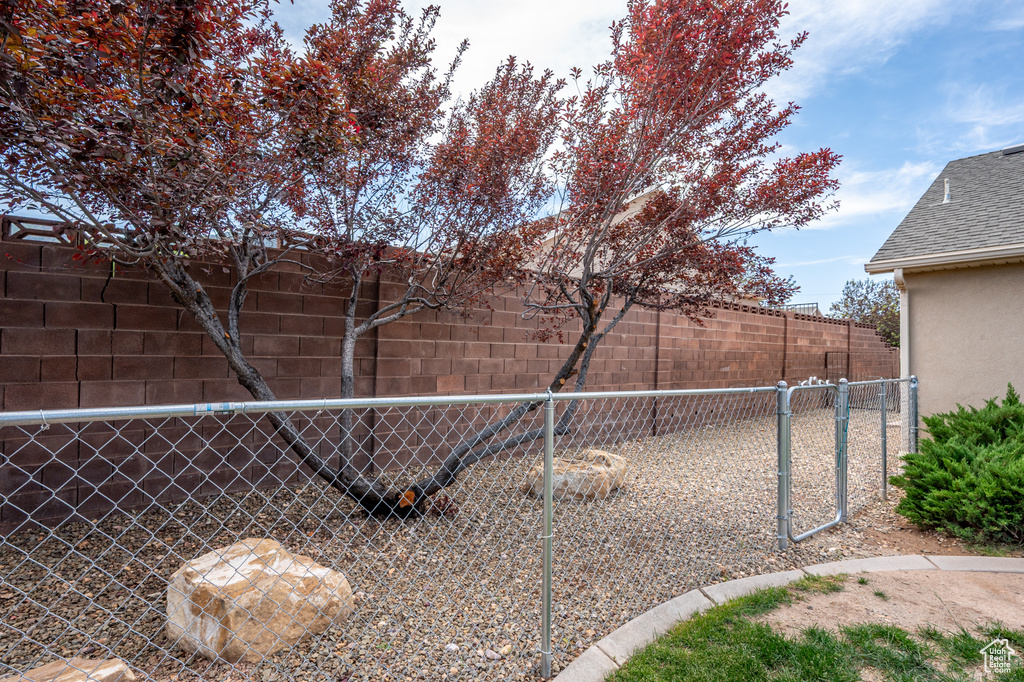 View of fenced backyard