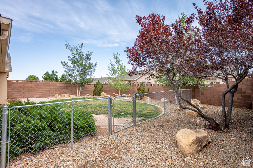 Fenced backyard with a gate