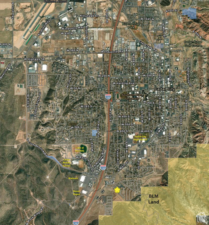 Aerial overview of property's location