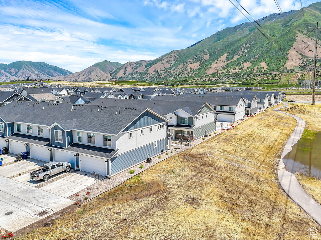 View of mountain backdrop with nearby suburban area