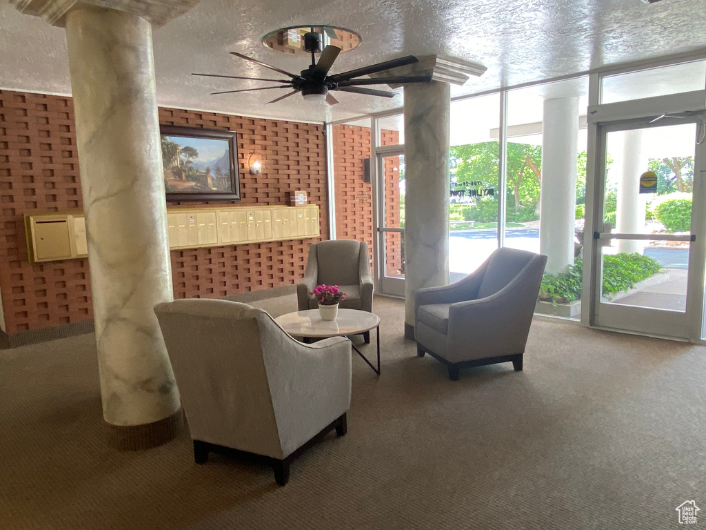 Building lobby featuring expansive windows