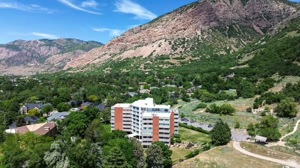 Aerial view of a mountainous background