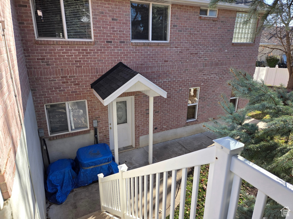 View of front of home with brick siding