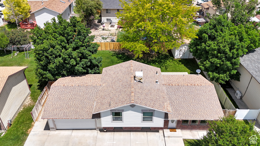 Aerial perspective of suburban area