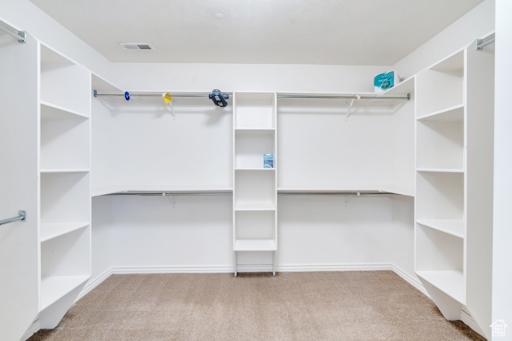 Spacious closet featuring carpet