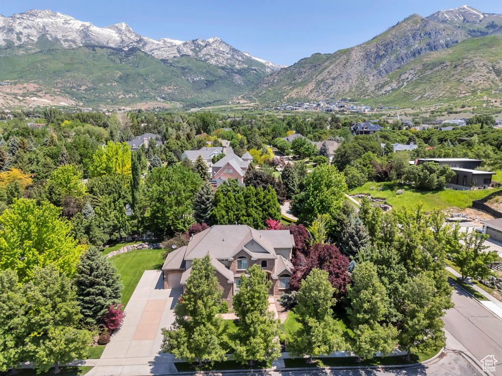 Drone / aerial view of a mountain backdrop