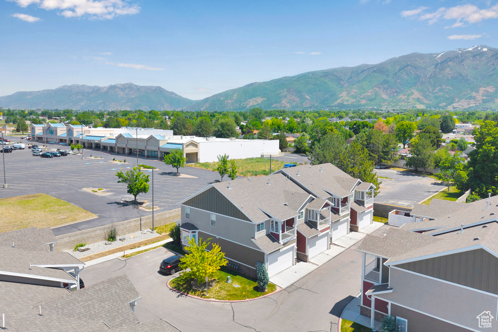 Aerial view of a mountain backdrop