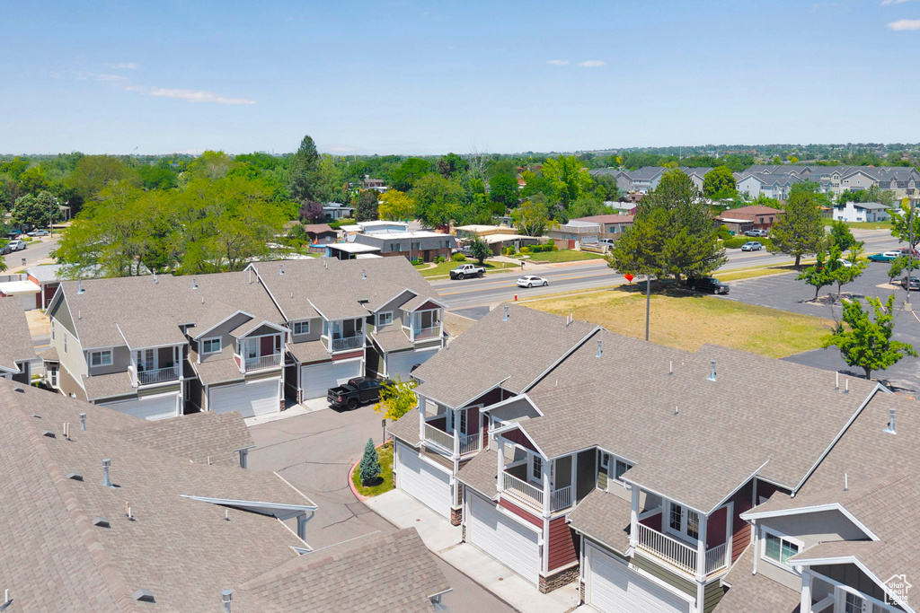 Aerial perspective of suburban area