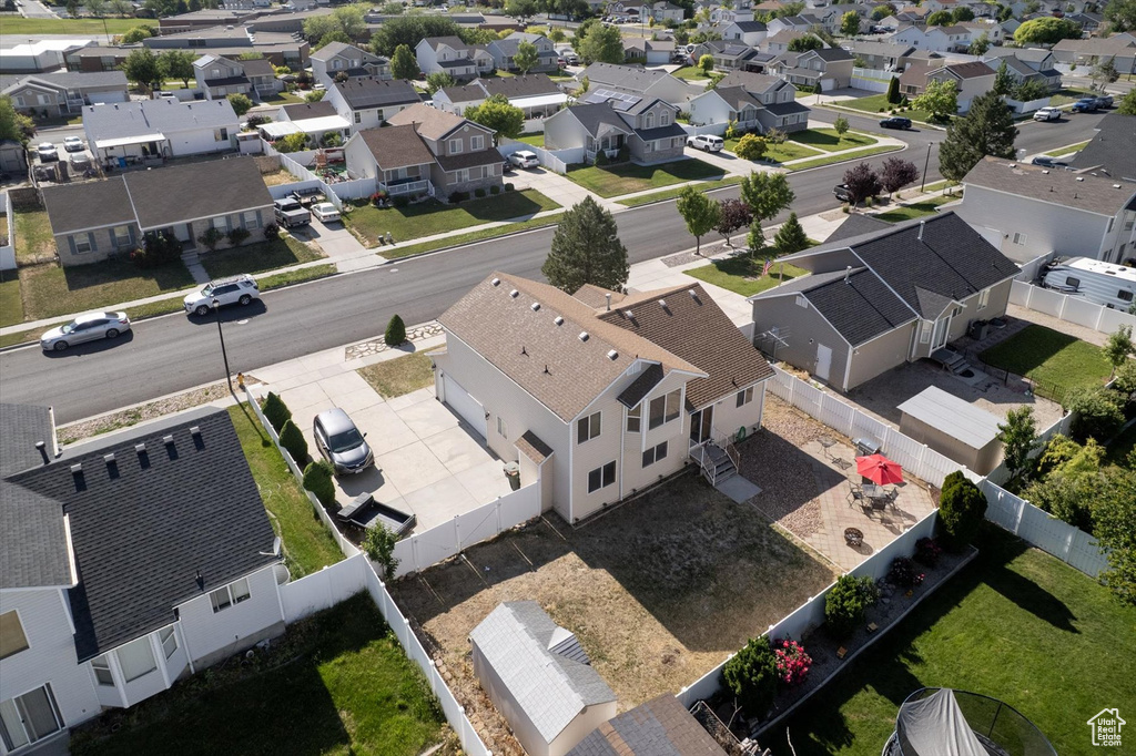 Aerial perspective of suburban area