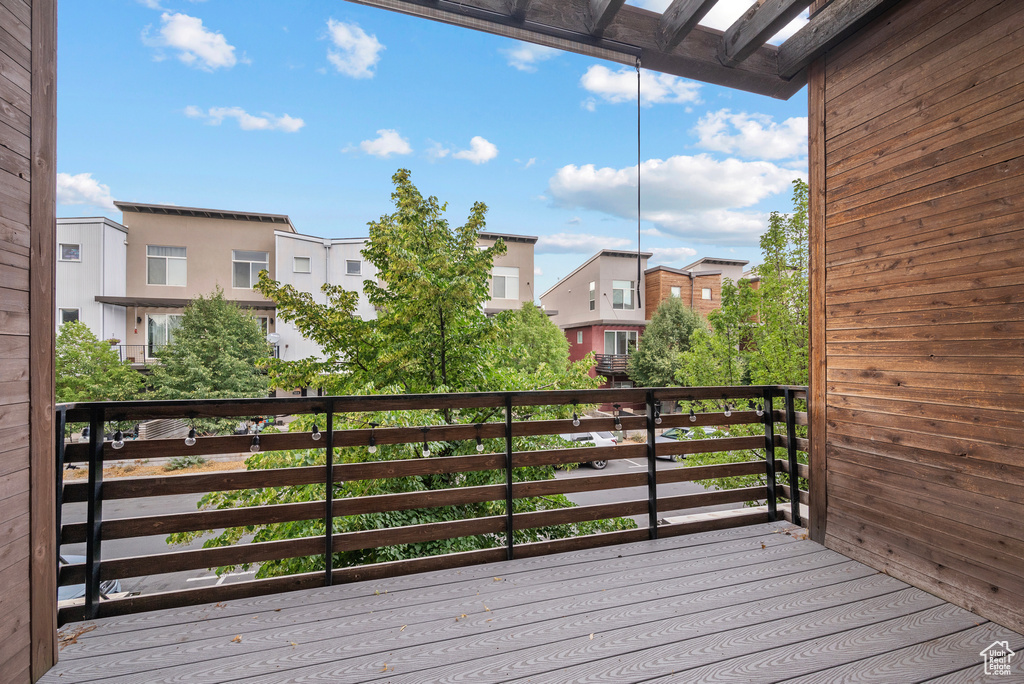 Deck with a residential view
