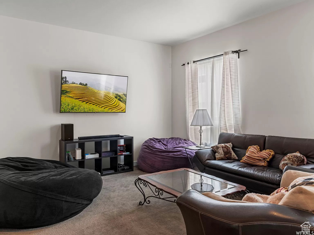 View of carpeted living area