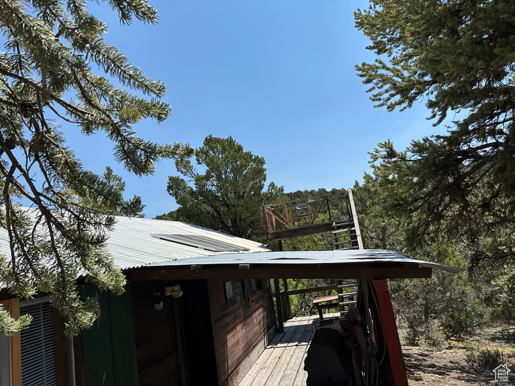 Exterior space with metal roof