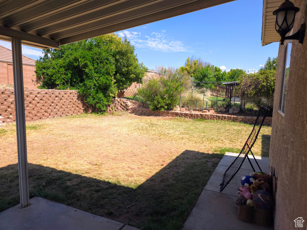 View of yard featuring a patio
