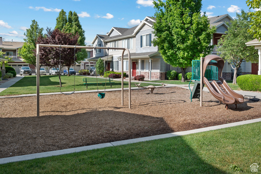 Community play area with a yard